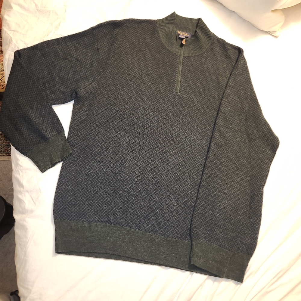 Brooks Brothers Saxxon Wool Herringbone Quarter Zip